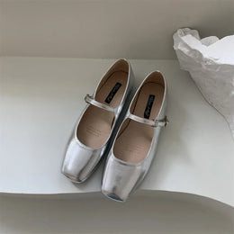 KissICON 226-1 / 40 Flats Shoes for Women Luxury Silver Ballet Shoes