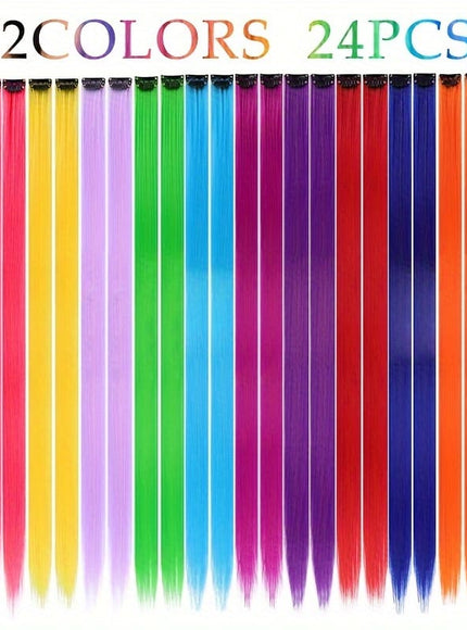 KissICON 22inch / Colorful KissIcon 24pcs Vibrant Clip-In Hair Extensions - Multicolor
