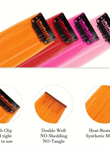 KissICON 22inch / Colorful KissIcon 24pcs Vibrant Clip-In Hair Extensions - Multicolor