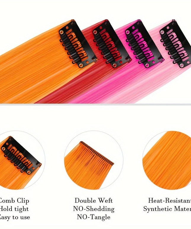 KissICON 22inch / Colorful KissIcon 24pcs Vibrant Clip-In Hair Extensions - Multicolor