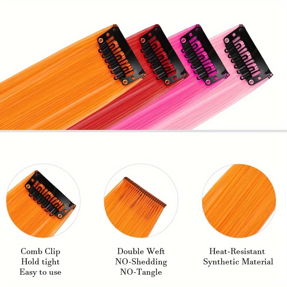 KissICON 22inch / Colorful KissIcon 24pcs Vibrant Clip-In Hair Extensions - Multicolor