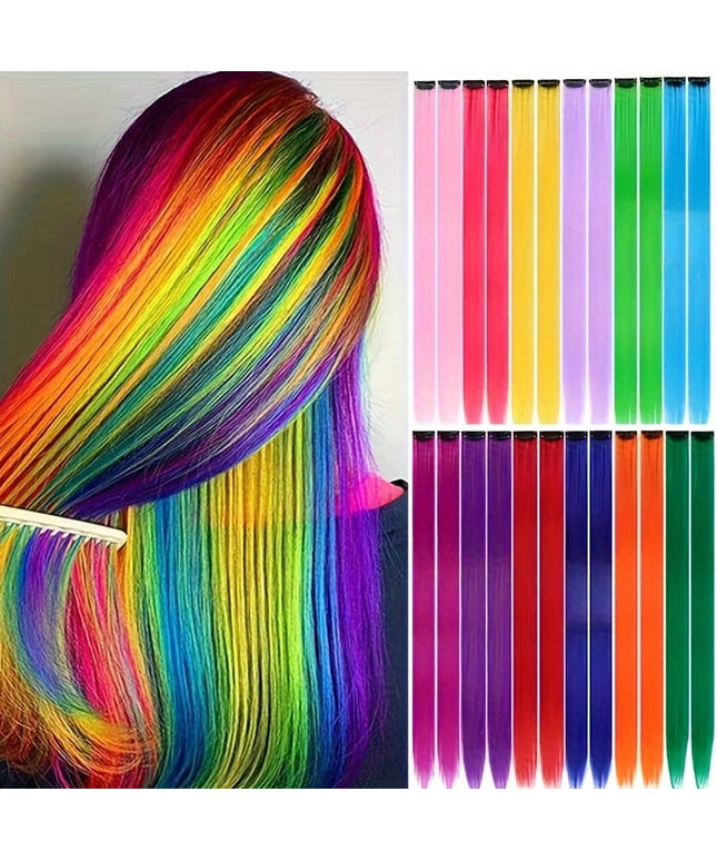 KissICON 22inch / Colorful KissIcon 24pcs Vibrant Clip-In Hair Extensions - Multicolor