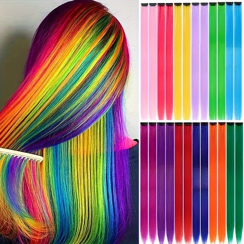 KissICON 22inch / Colorful KissIcon 24pcs Vibrant Clip-In Hair Extensions - Multicolor