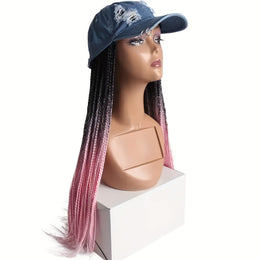 KissICON 22inch / Pink Color Kissicon Hat Wig Ombre Long Braids Heat Resistant Bra