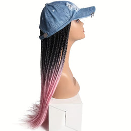 KissICON 22inch / Pink Color Kissicon Hat Wig Ombre Long Braids Heat Resistant Bra
