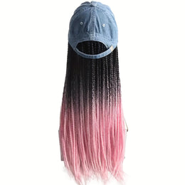 KissICON 22inch / Pink Color Kissicon Hat Wig Ombre Long Braids Heat Resistant Bra