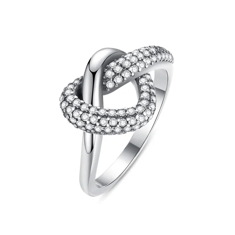 KissICON 23 / 9 Original 925 Sterling Silver Ring Love Heart Wishbone Moon Sun Rings Crystal Rose Gold For Women Wedding Gift Luxury Jewelry