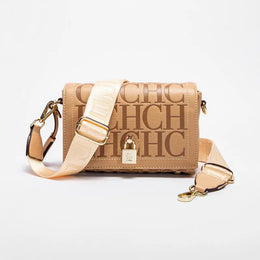 Dropshipman 230326-M51-BEIGE / 19x8x13cm Fashion Design Model Metal Accessories Buckle Women's Shoulder Bag Luxury Brand 2025 Fashion Solid Colour Printed Head Bag
