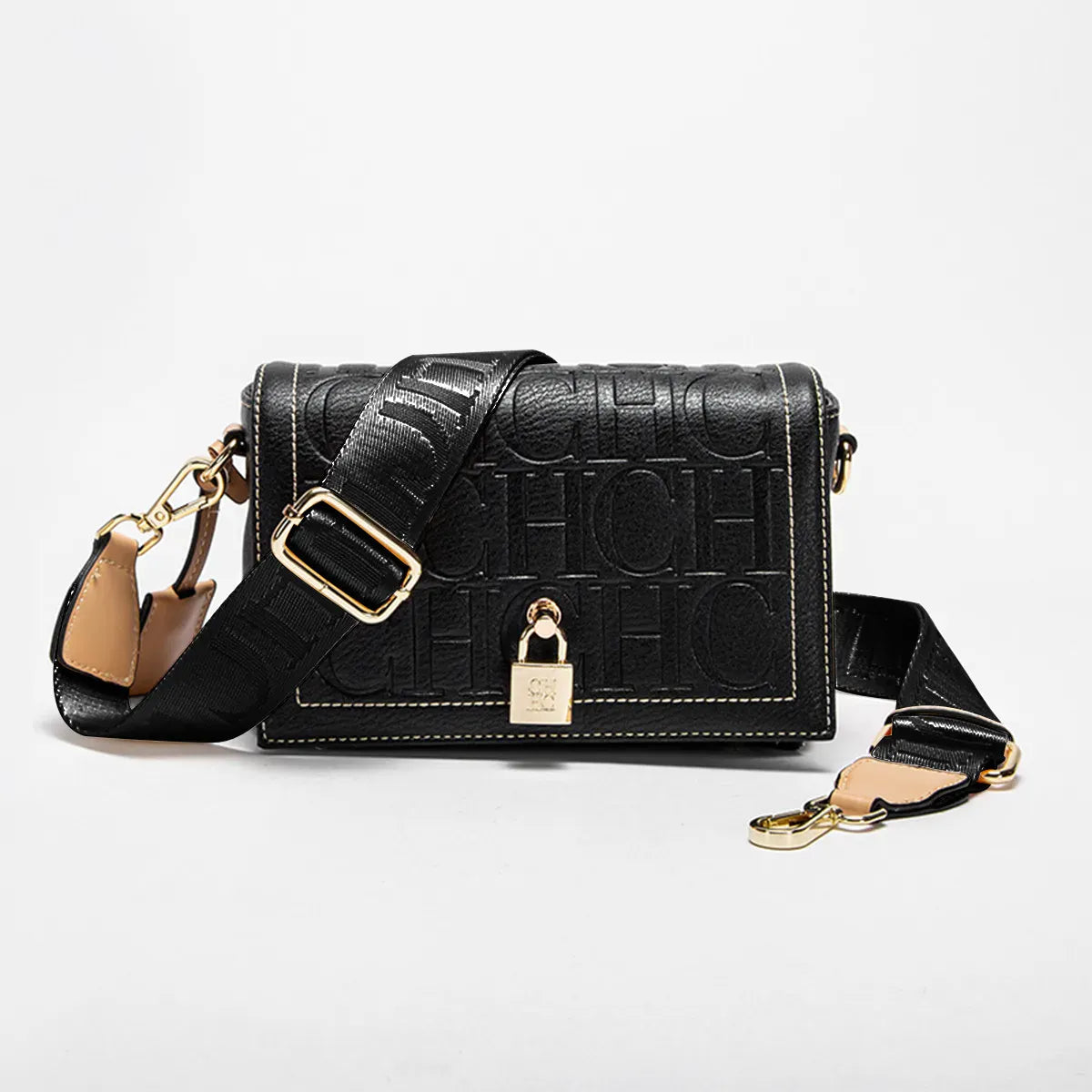 Dropshipman 230326-M51-BLACK / 19x8x13cm Fashion Design Model Metal Accessories Buckle Women's Shoulder Bag Luxury Brand 2025 Fashion Solid Colour Printed Head Bag