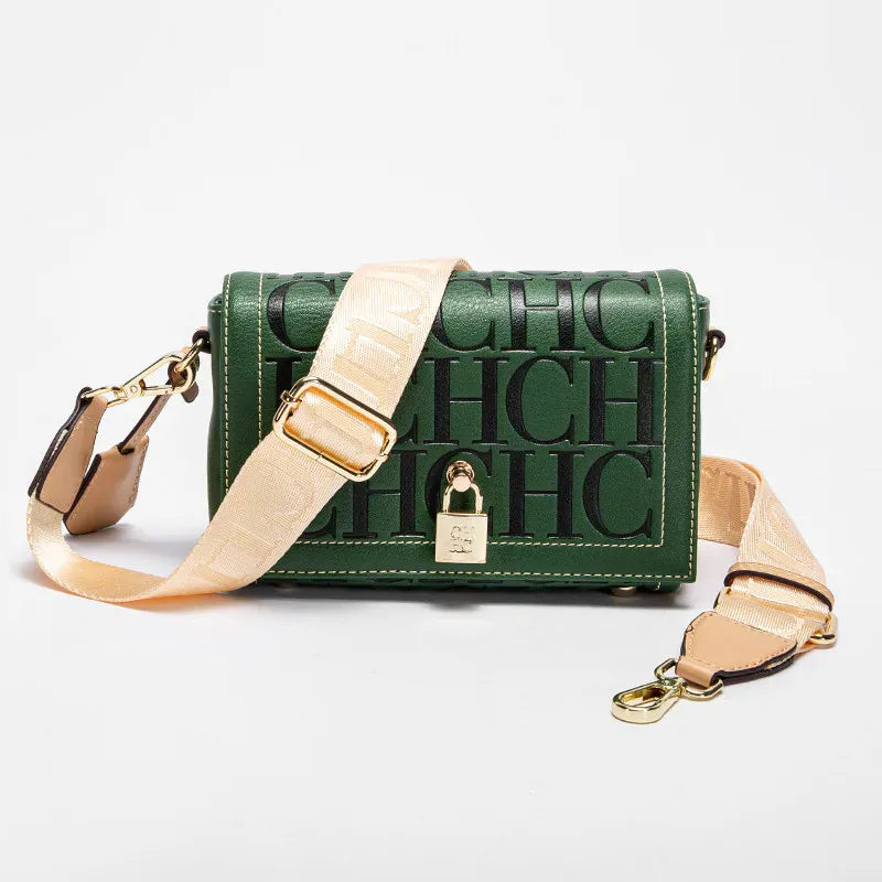 Dropshipman 230326-M51-GREEN / 19x8x13cm Fashion Design Model Metal Accessories Buckle Women's Shoulder Bag Luxury Brand 2025 Fashion Solid Colour Printed Head Bag