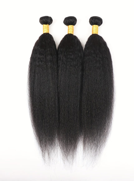 KissICON 24 24 24 / Natural Black Brazilian Yaki Straight Extensions 3 Bundles Remy Black