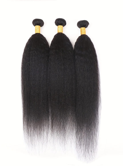 KissICON 24 24 26 / Natural Black Brazilian Yaki Straight Extensions 3 Bundles Remy Black