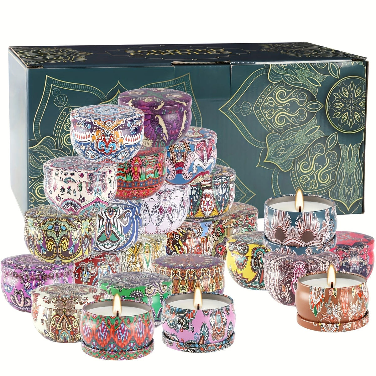 KissICON 24 24pc Ethnic Scented Travel Candles Perfect