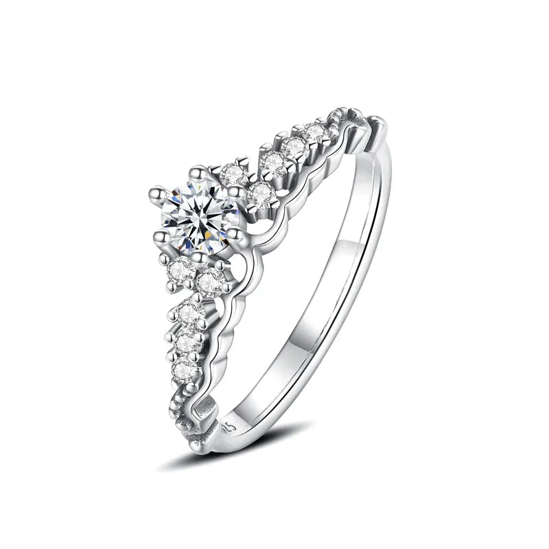 KissICON 24 / 9 Original 925 Sterling Silver Ring Love Heart Wishbone Moon Sun Rings Crystal Rose Gold For Women Wedding Gift Luxury Jewelry