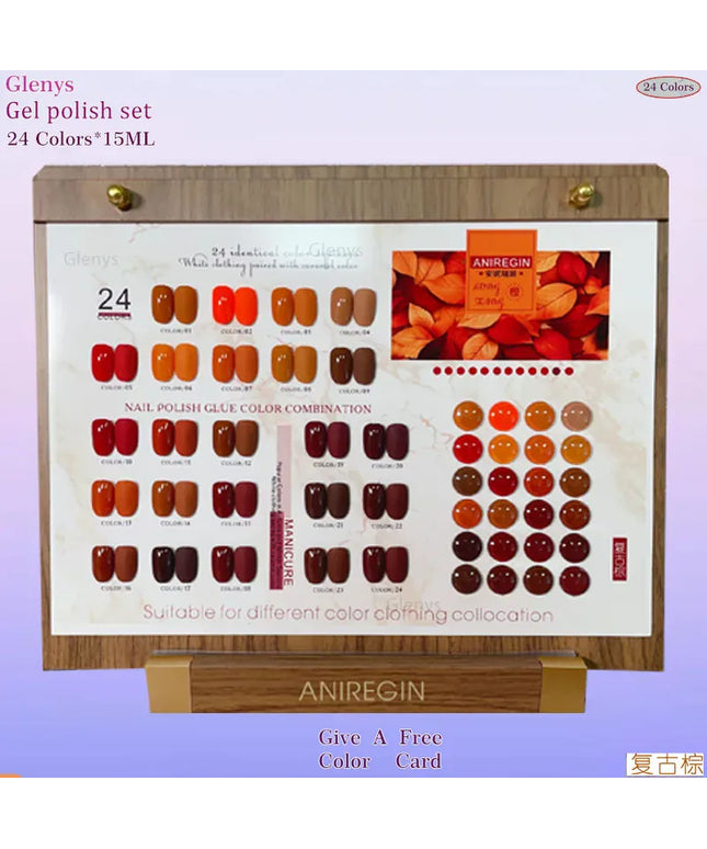 KissICON 24 colors set / CHINA Vintage brown 24 color nail polish glue Glenys