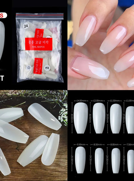 KissICON 24 Natural / CHINA Mid Length Press On Nails Clear Natural 500pcs