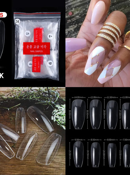 KissICON 24 Transparent / CHINA Mid Length Press On Nails Clear Natural 500pcs
