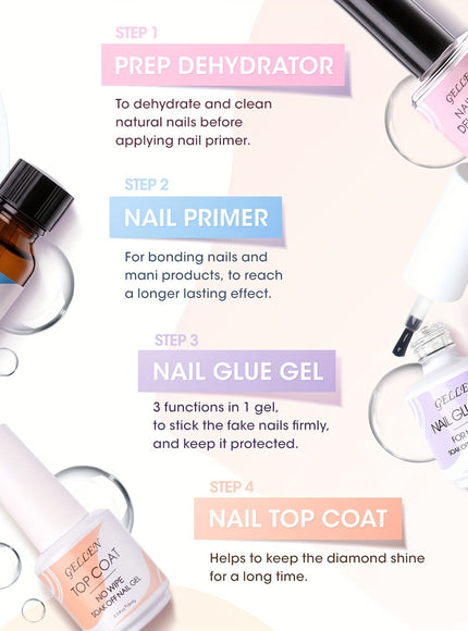 KissICON 240pcs KissIcon Gellen Gel Nail Kit 3 In 1