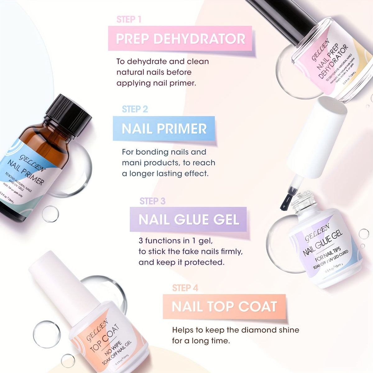 KissICON 240pcs KissIcon Gellen Gel Nail Kit 3 In 1
