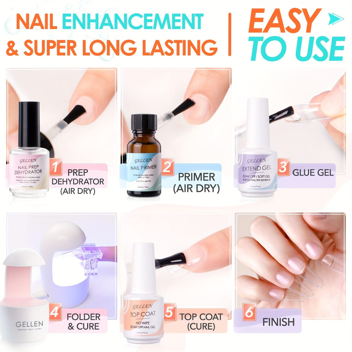 KissICON 240pcs KissIcon Gellen Gel Nail Kit 3 In 1
