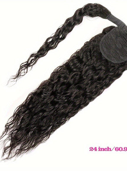 KissICON 24inch / Black KissIcon Human Hair Water Wave Ponytail - Natural