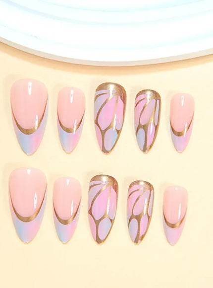 KissICON 24PCS Fake Nails Press on Nails Almond Shape