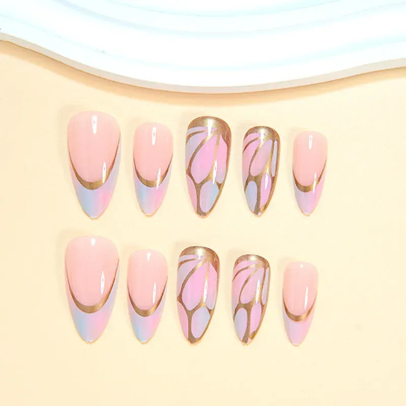 KissICON 24PCS Fake Nails Press on Nails Almond Shape