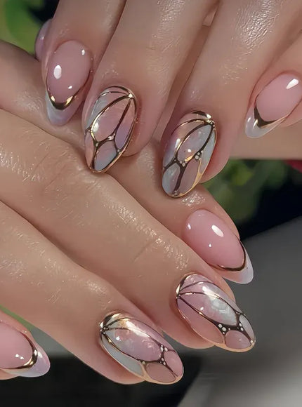 KissICON 24PCS Fake Nails Press on Nails Almond Shape