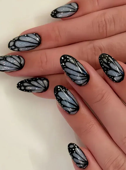 KissICON 24PCS Fake Nails Press on Nails Almond Shape