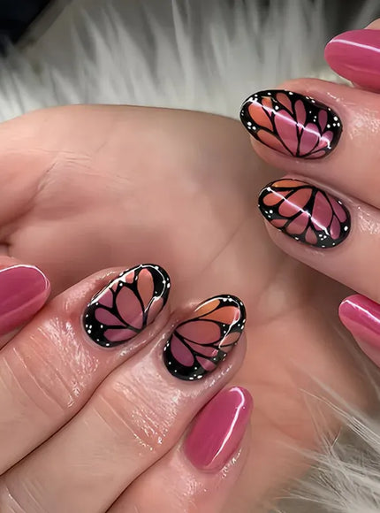 KissICON 24PCS Fake Nails Press on Nails Almond Shape