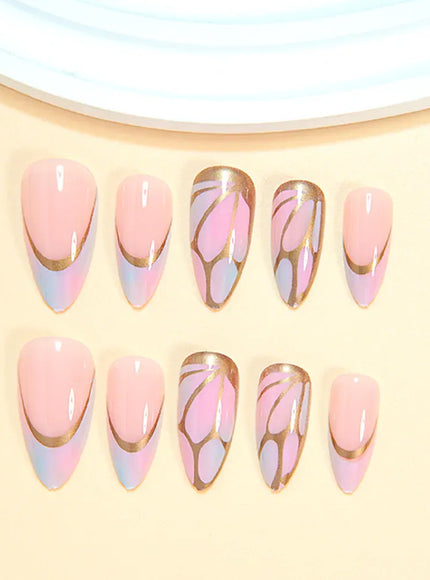 KissICON 24PCS Fake Nails Press on Nails Almond Shape