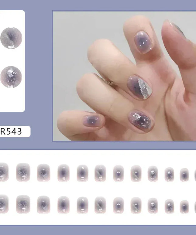 KissICON 24Pcs Full Cover Wearing Reusable False Nails Glitter