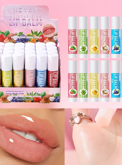 KissICON 24pcs Hydrating Tinted Fruit Lip Balm Set – 24 Berry Shades