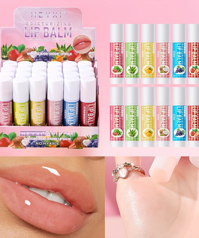 KissICON 24pcs Hydrating Tinted Fruit Lip Balm Set – 24 Berry Shades