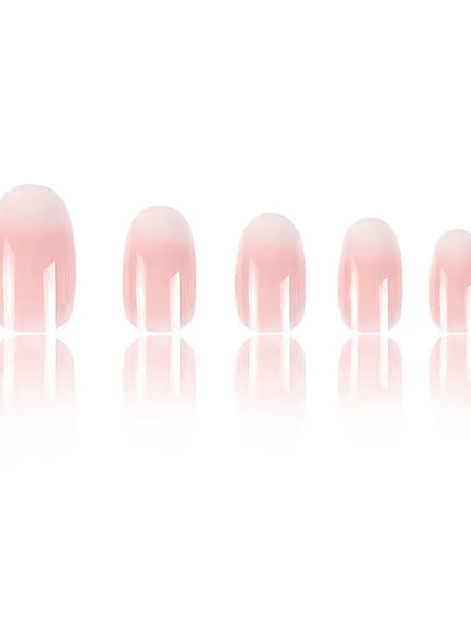 KissICON 24Pcs Oval Short Pink Press on Nails Simple