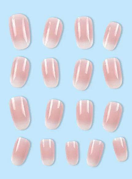 KissICON 24Pcs Oval Short Pink Press on Nails Simple
