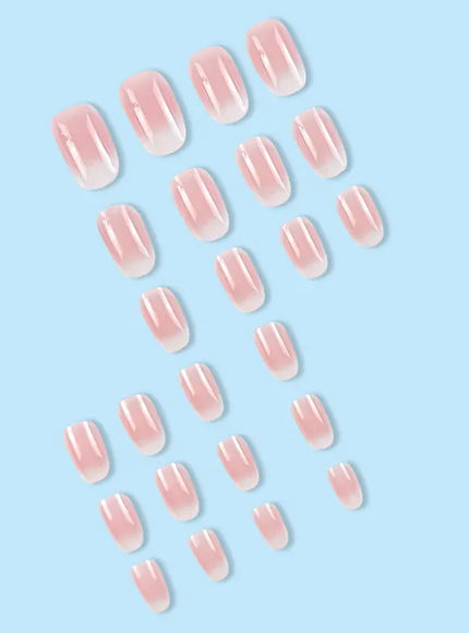 KissICON 24Pcs Oval Short Pink Press on Nails Simple