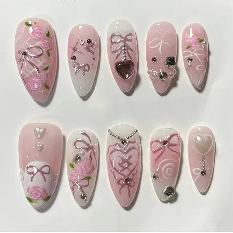 KissICON 25 KissIcon False Nails Press On Almond Flower Bow