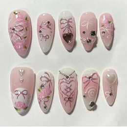KissICON 25 KissIcon False Nails Press On Almond Flower Bow