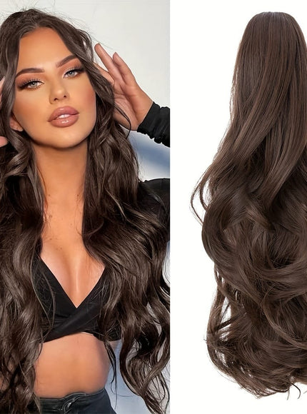 KissIcon Balayage Brown Ponytail Extension 18in Claw Clip