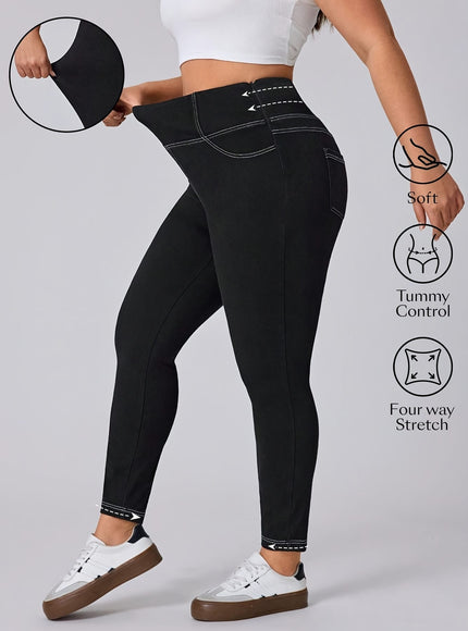 jkthpu-45 25AW Plus Size High-Waisted Stretch Denim Jeans -