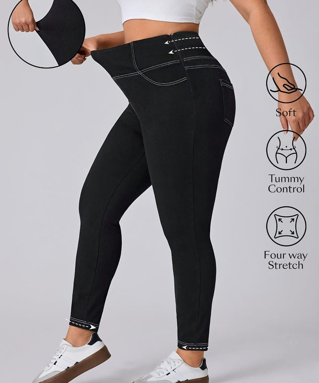 jkthpu-45 25AW Plus Size High-Waisted Stretch Denim Jeans -