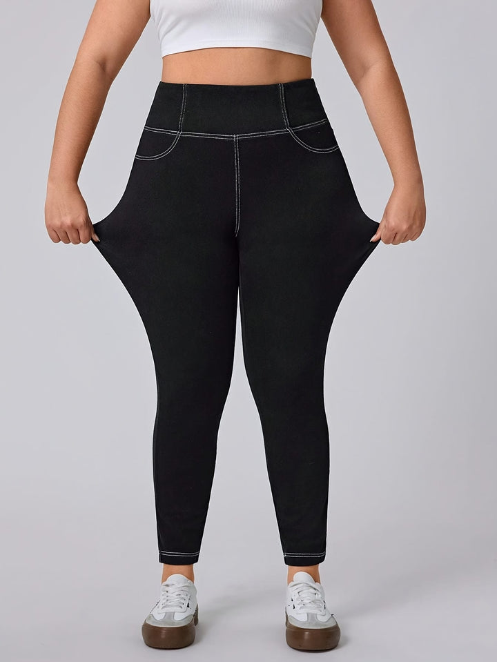 25AW Plus Size High-Waisted Stretch Denim Jeans -