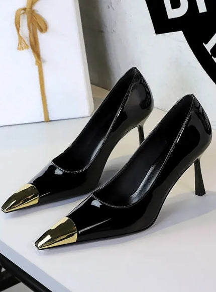KissICON 2628-A1 Black / 39 / CHINA European Fashion Metal Square-Toe High Heels Shallow Mouth
