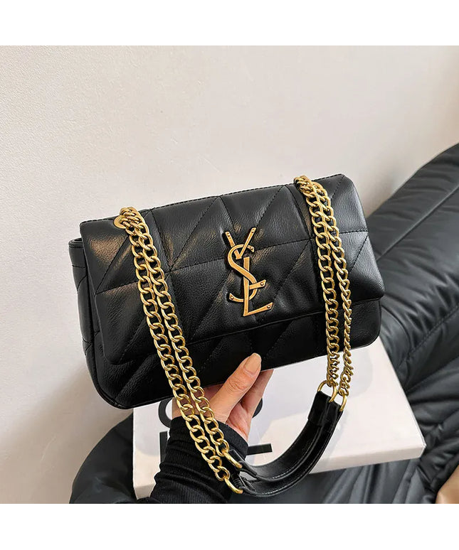 Dropshipman 26cmx8cmx16cm New Xiaoxiangfeng diamond grid chain bag, stylish and versatile, large capacity diagonal span small square bag