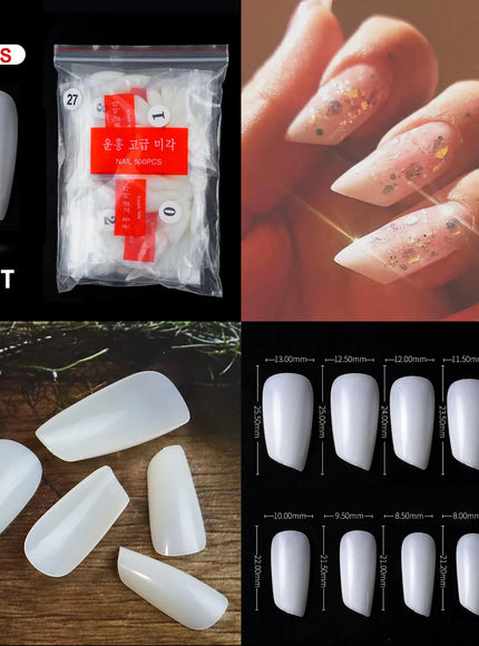 KissICON 27 Natural / CHINA Mid Length Press On Nails Clear Natural 500pcs