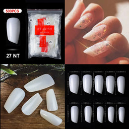 KissICON 27 Natural / CHINA Mid Length Press On Nails Clear Natural 500pcs