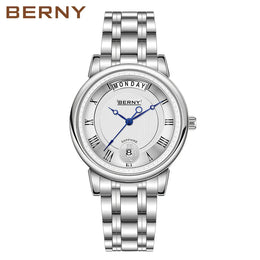 KissICON 2766L-B BERNY Women Watch Ladies Quartz Roman Numerals Day Top Calendar Watches Sapphire Glass Solid Steel Strap Women Wristwatch