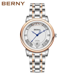 KissICON 2766L-SRG BERNY Women Watch Ladies Quartz Roman Numerals Day Top Calendar Watches Sapphire Glass Solid Steel Strap Women Wristwatch