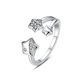 KissICON 28 / 7 Original 925 Sterling Silver Ring Love Heart Wishbone Moon Sun Rings Crystal Rose Gold For Women Wedding Gift Luxury Jewelry